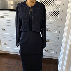 Elegant Navy Dress with Jacket